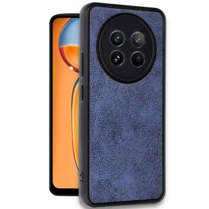 Newface Realme 12 5G Kılıf Aras Deri Kapak - Lacivert