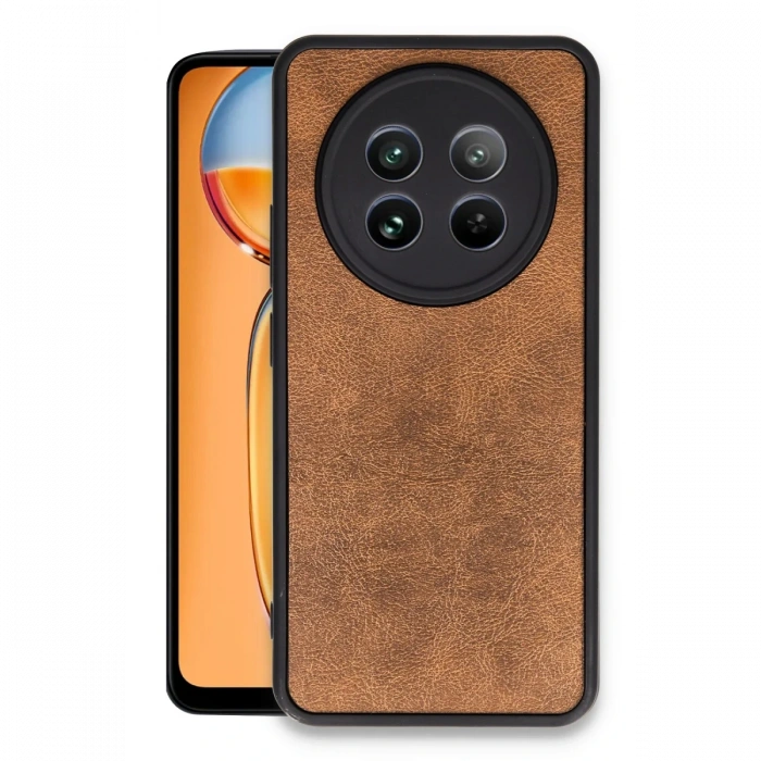 Newface Realme 12 5G Kılıf Aras Deri Kapak - Taba