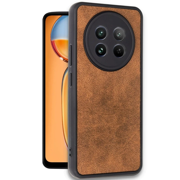 Newface Realme 12 5G Kılıf Aras Deri Kapak - Taba