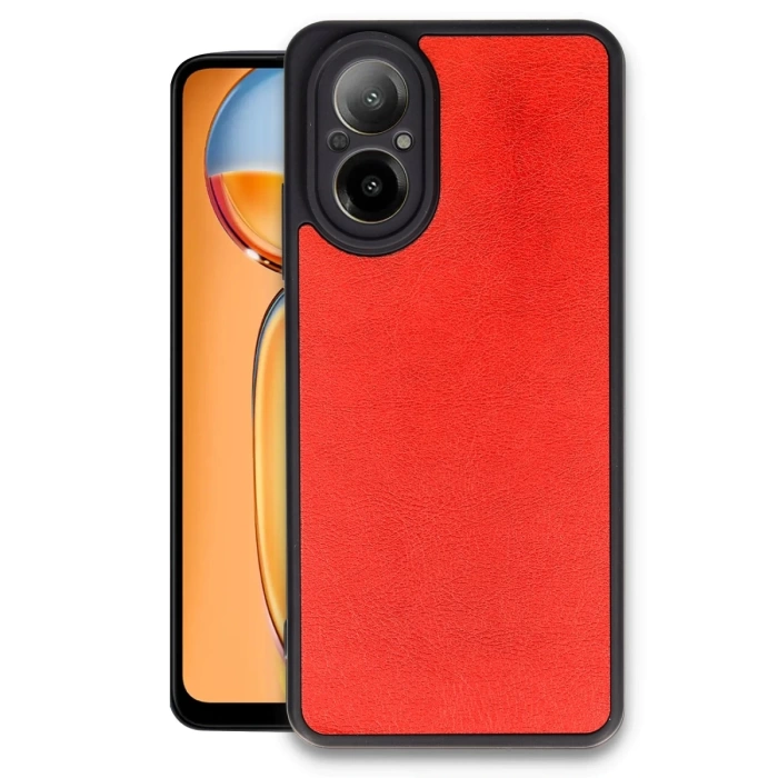 Newface Realme 12 Lite Kılıf Aras Deri Kapak - Kırmızı