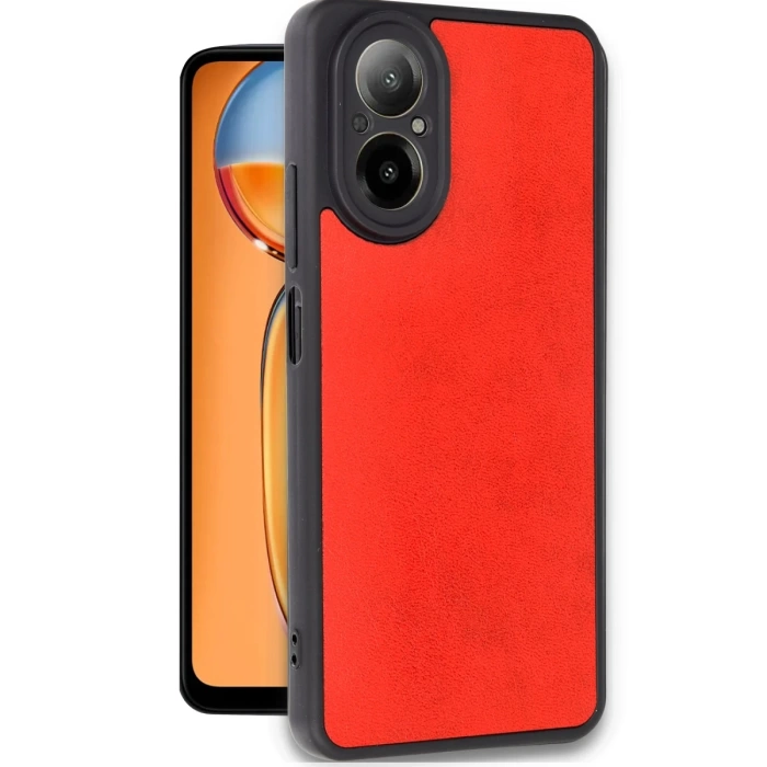 Newface Realme 12 Lite Kılıf Aras Deri Kapak - Kırmızı