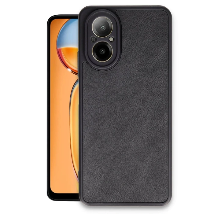 Newface Realme 12 Lite Kılıf Aras Deri Kapak - Siyah