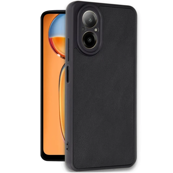 Newface Realme 12 Lite Kılıf Aras Deri Kapak - Siyah