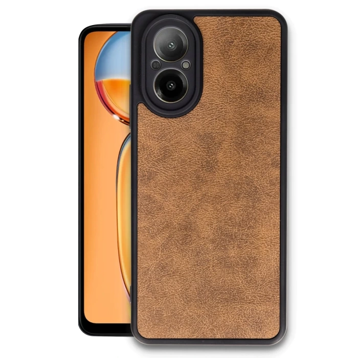 Newface Realme 12 Lite Kılıf Aras Deri Kapak - Taba