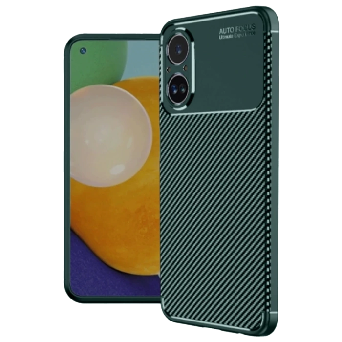 Newface Realme 12 Lite Kılıf Auto Focus Karbon Kapak - Koyu Yeşil