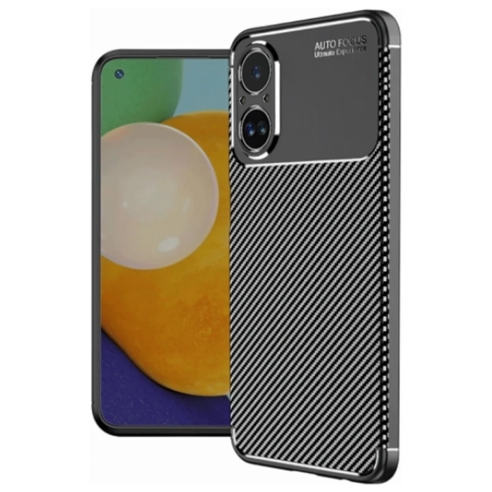 Newface Realme 12 Lite Kılıf Auto Focus Karbon Kapak - Siyah