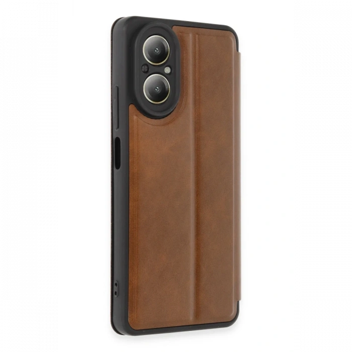 Newface Realme 12 Lite Kılıf Flip Cover - Taba