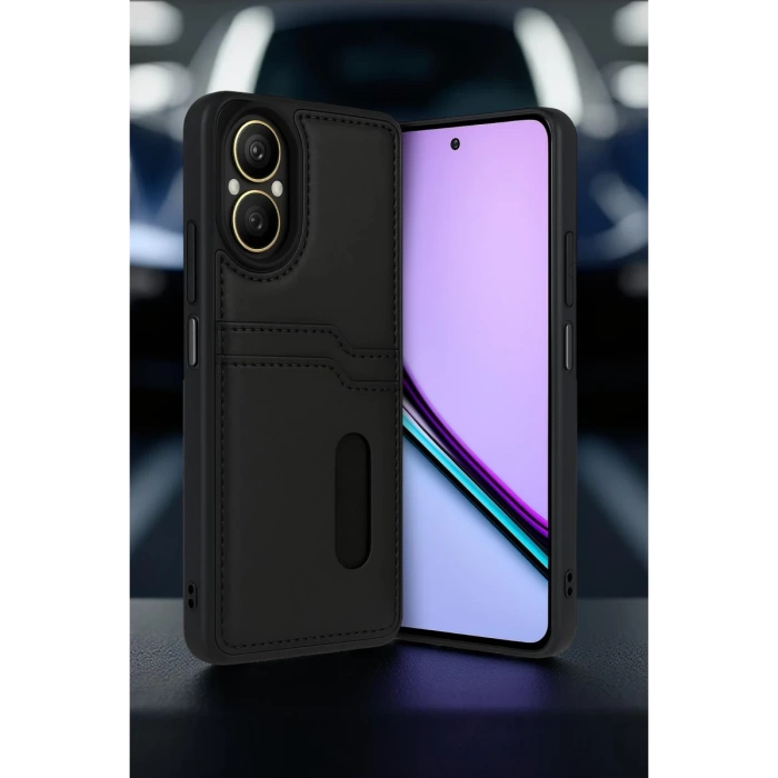 Newface Realme 12 Lite Kılıf Sara Kartvizitli Deri Kılıf
