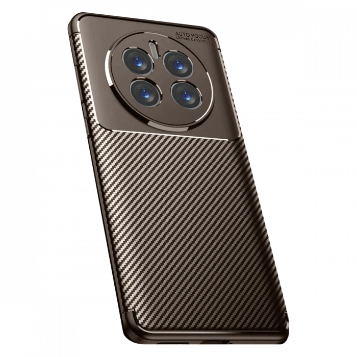 Realme 12 Pro Plus Kılıf Auto Focus Karbon Kapak - Kahverengi