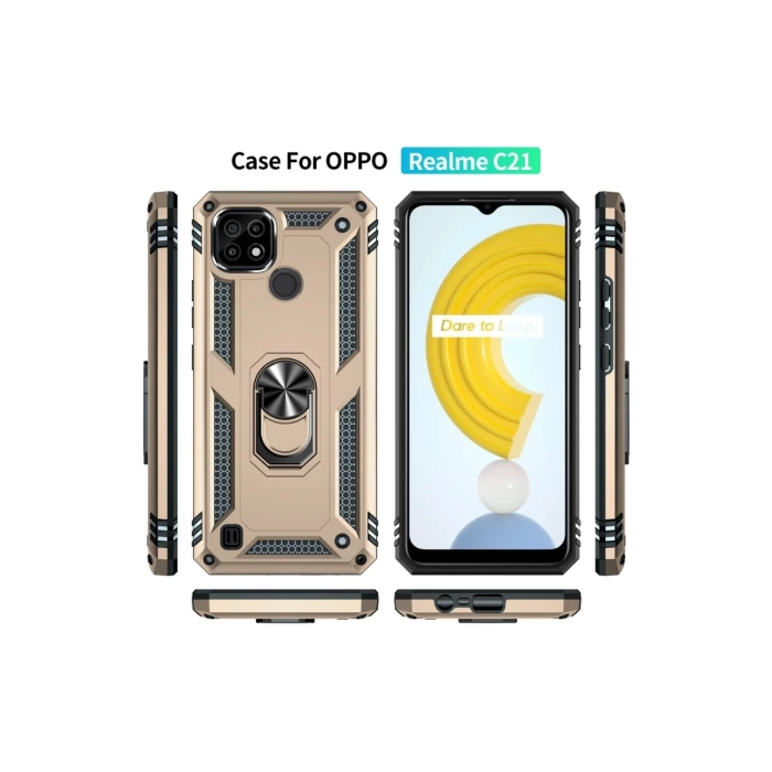 Newface Realme C21 Kılıf Sofya Yüzüklü Silikon Kapak