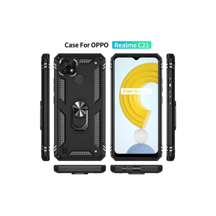 Newface Realme C21 Kılıf Sofya Yüzüklü Silikon Kapak