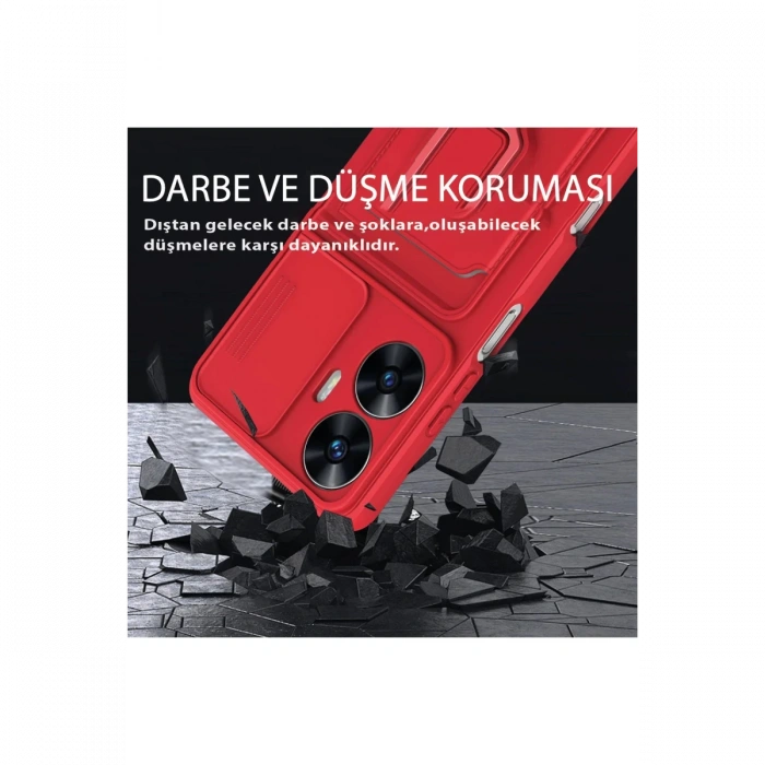 Realme C55 Kılıf Zuma Kartvizitli Yüzüklü Silikon - Siyah