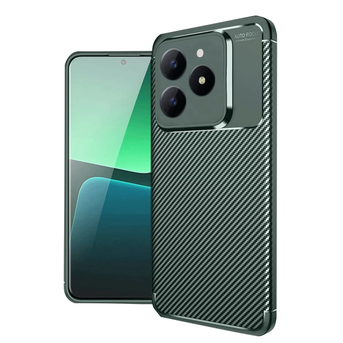 Newface Realme C61 Kılıf Auto Focus Karbon Kapak - Koyu Yeşil