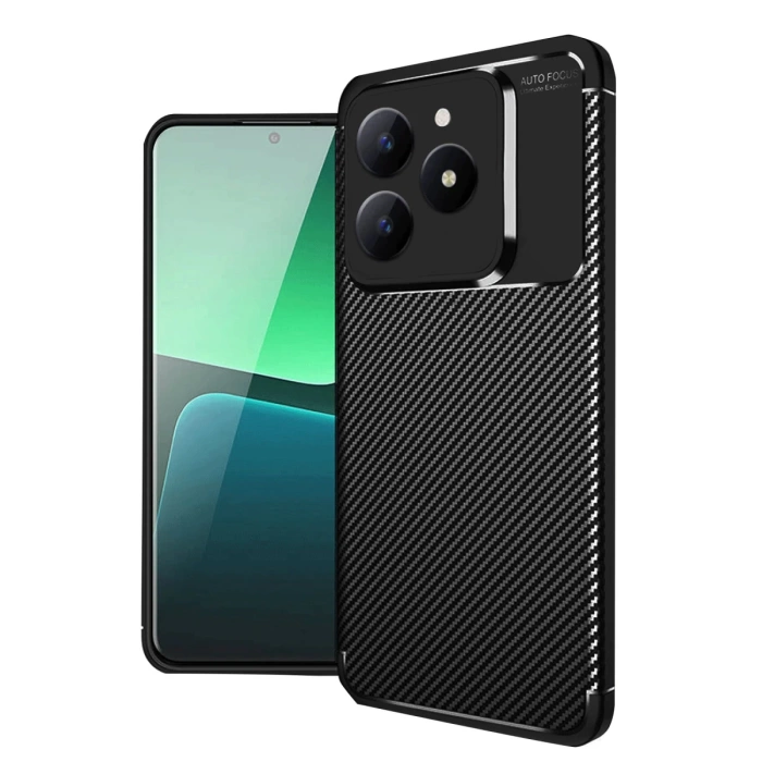 Newface Realme C61 Kılıf Auto Focus Karbon Kapak - Siyah