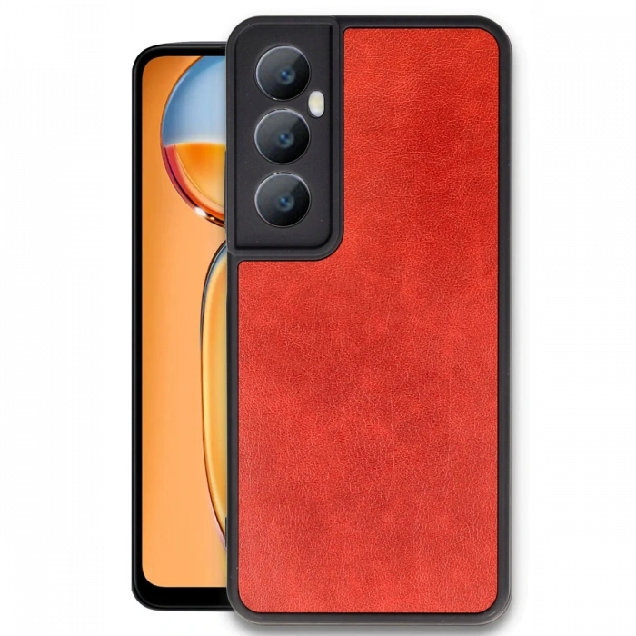 Newface Realme C65 Kılıf Aras Deri Kapak - Kırmızı