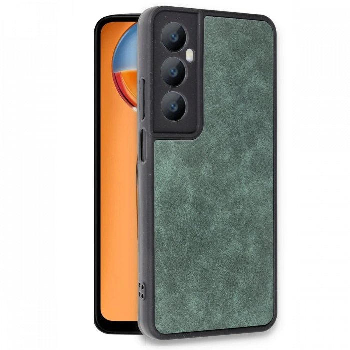 Newface Realme C65 Kılıf Aras Deri Kapak - Koyu Yeşil