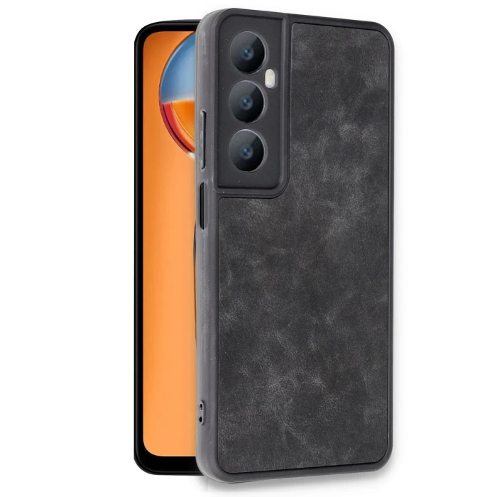 Newface Realme C65 Kılıf Aras Deri Kapak - Siyah