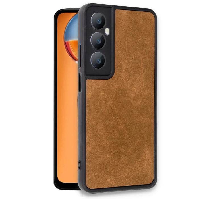Newface Realme C65 Kılıf Aras Deri Kapak - Taba