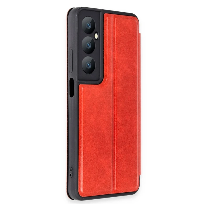 Newface Realme C65 Kılıf Flip Cover - Kırmızı