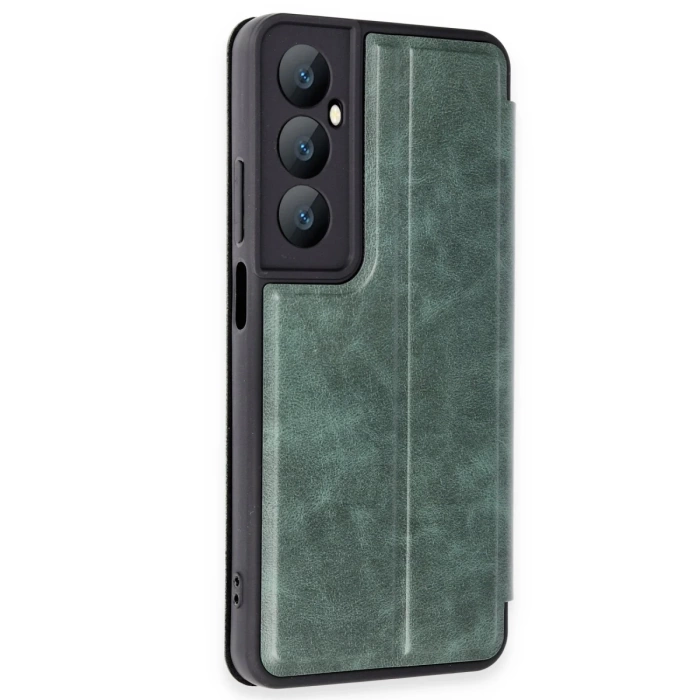 Newface Realme C65 Kılıf Flip Cover - Koyu Yeşil