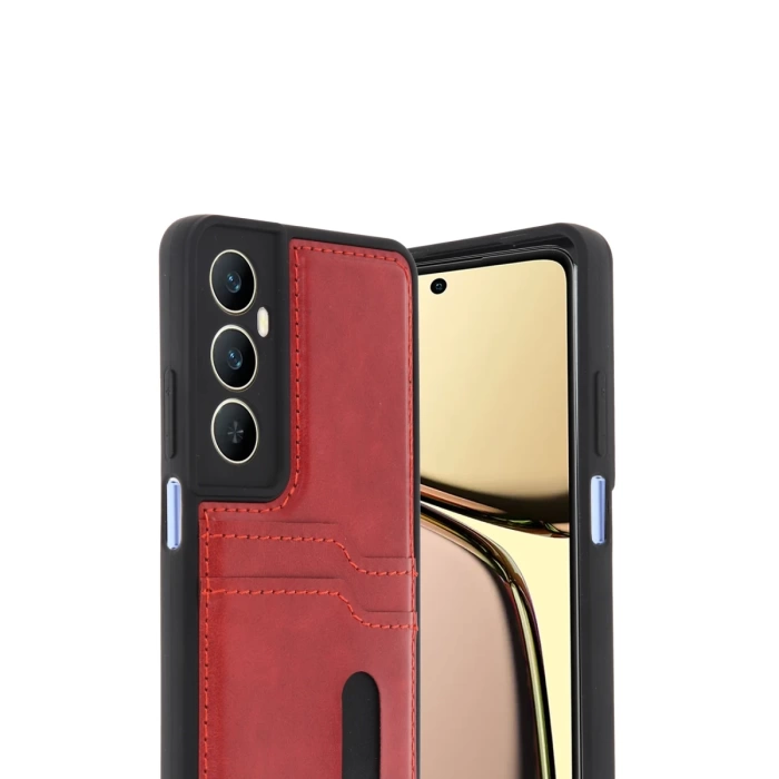 Newface Realme C65 Sara Kartvizitli Deri Kılıf