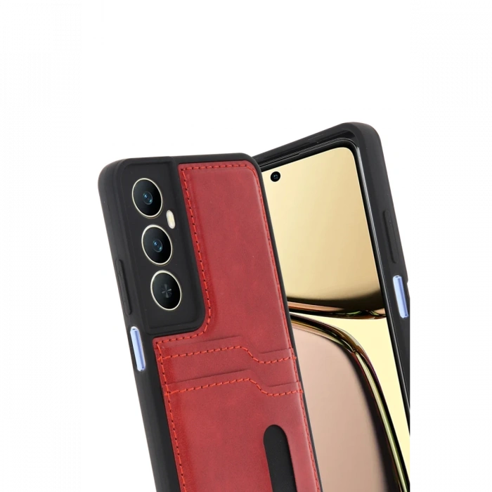Newface Realme C65 Sara Kartvizitli Deri Kılıf