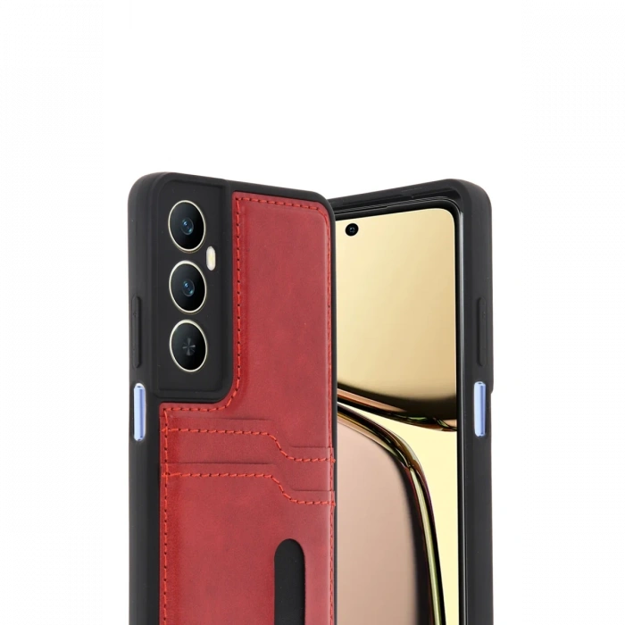 Newface Realme C65 Sara Kartvizitli Deri Kılıf