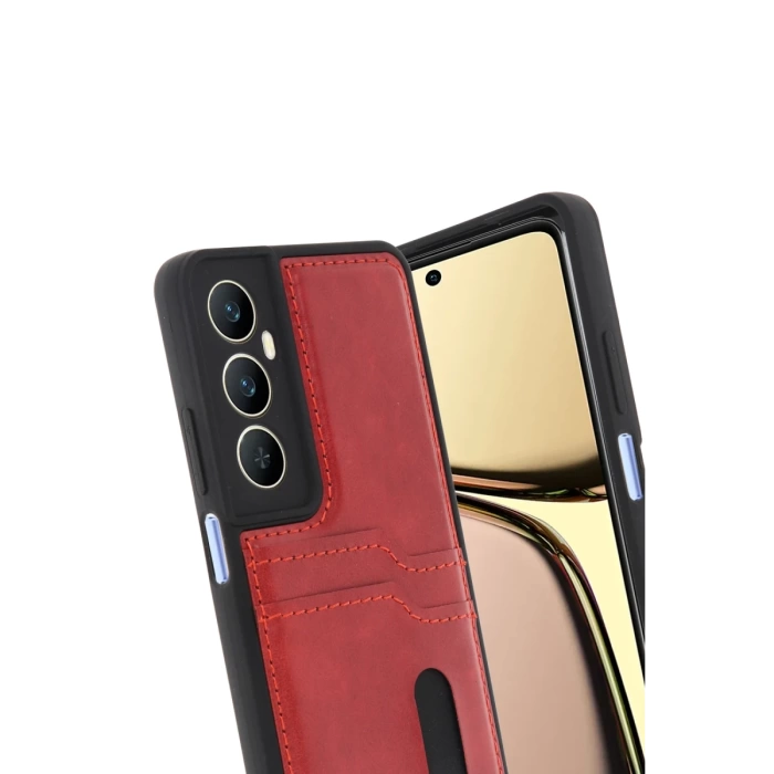 Newface Realme C65 Sara Kartvizitli Deri Kılıf
