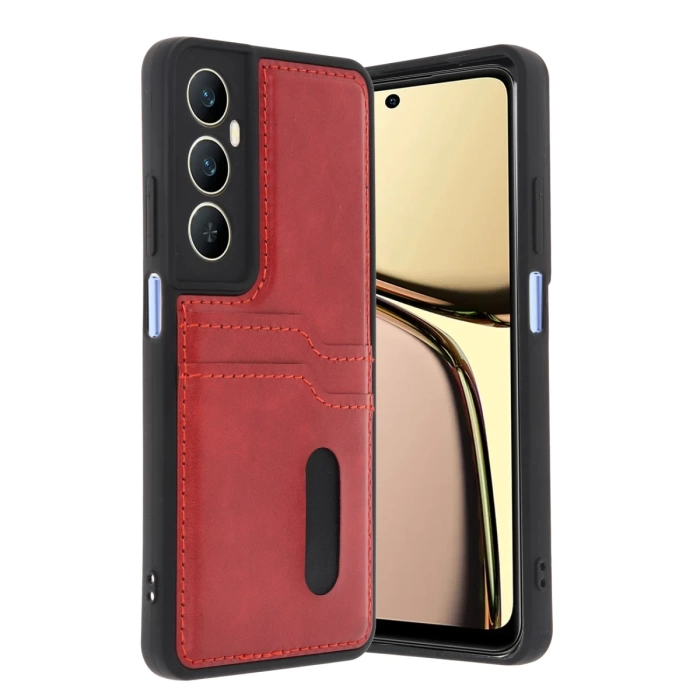 Newface Realme C65 Sara Kartvizitli Deri Kılıf