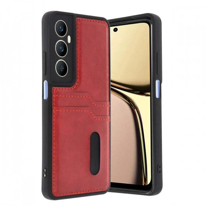 Newface Realme C65 Sara Kartvizitli Deri Kılıf