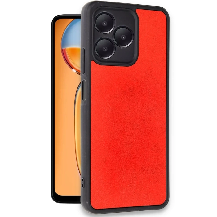 Newface Realme Note 50 4G Kılıf Aras Deri Kapak - Kırmızı