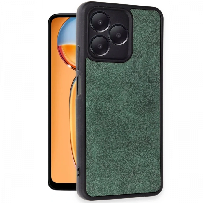 Newface Realme Note 50 4G Kılıf Aras Deri Kapak - Koyu Yeşil
