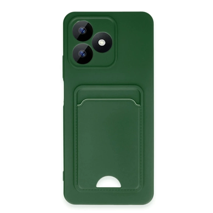 Newface Realme Note 50 4G Kılıf Kelvin Kartvizitli Silikon - Koyu Yeşil