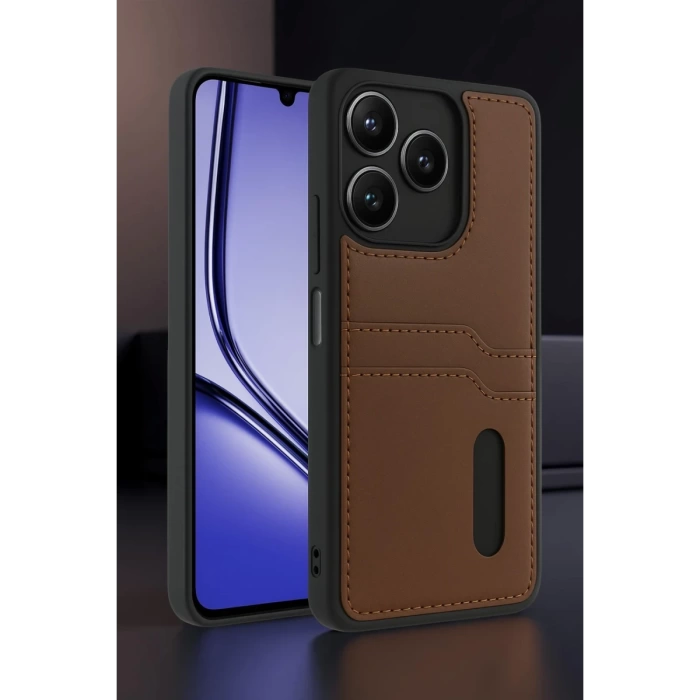Newface Realme Note 50 4G Kılıf Sara Kartvizitli Deri Kılıf
