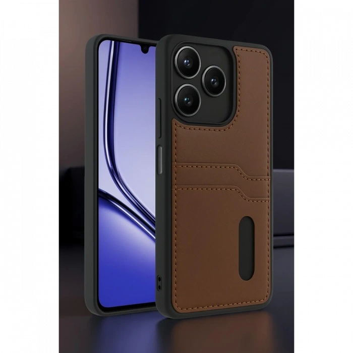 Newface Realme Note 50 4G Kılıf Sara Kartvizitli Deri Kılıf