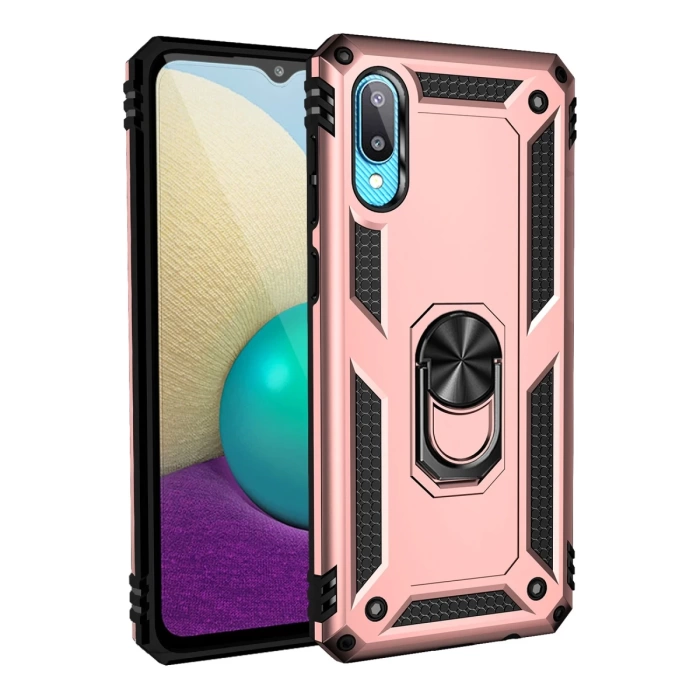 Newface Samsung Galaxy A02 Kılıf Sofya Yüzüklü Silikon Kapak