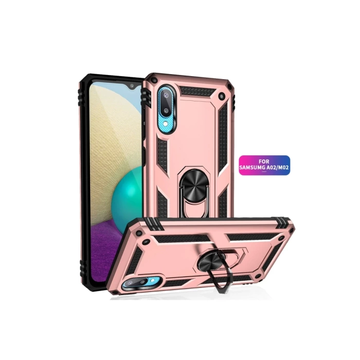 Newface Samsung Galaxy A02 Kılıf Sofya Yüzüklü Silikon Kapak