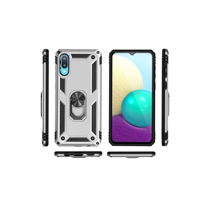 Newface Samsung Galaxy A02 Kılıf Sofya Yüzüklü Silikon Kapak