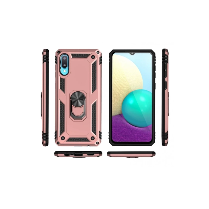 Newface Samsung Galaxy A02 Kılıf Sofya Yüzüklü Silikon Kapak