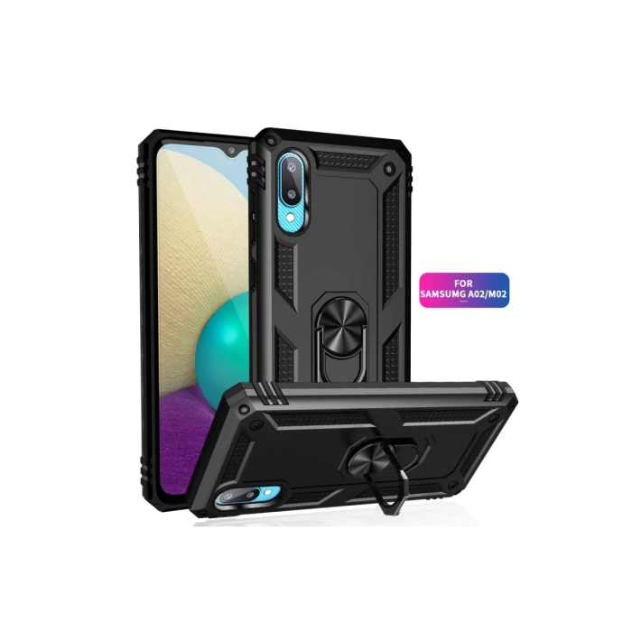 Newface Samsung Galaxy A02 Kılıf Sofya Yüzüklü Silikon Kapak