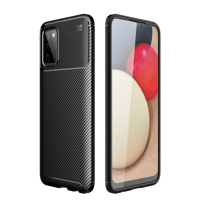 Newface Samsung Galaxy A02S Kılıf Auto Focus Karbon Kapak