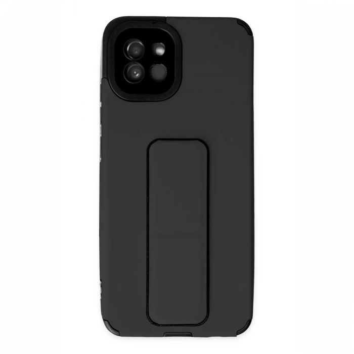 Newface Samsung Galaxy A03 Kılıf Mega Standlı Silikon - Siyah