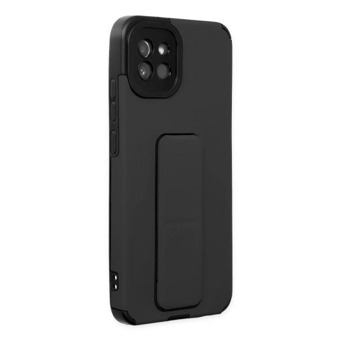 Newface Samsung Galaxy A03 Kılıf Mega Standlı Silikon - Siyah