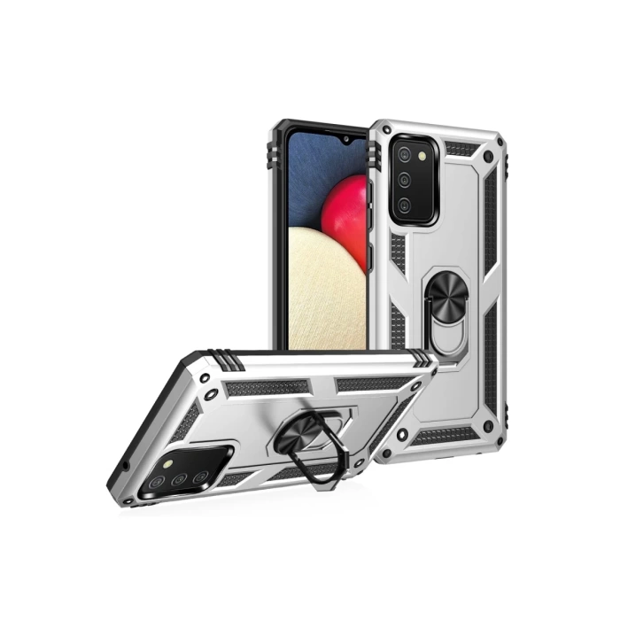 Newface Samsung Galaxy A03S Kılıf Sofya Yüzüklü Silikon Kapak
