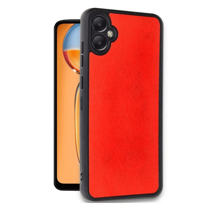 Newface Samsung Galaxy A06 Kılıf Aras Deri Kapak - Kırmızı