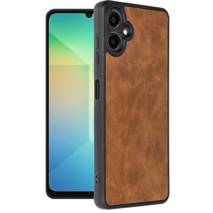 Newface Samsung Galaxy A06 Kılıf Aras Deri Kapak - Taba