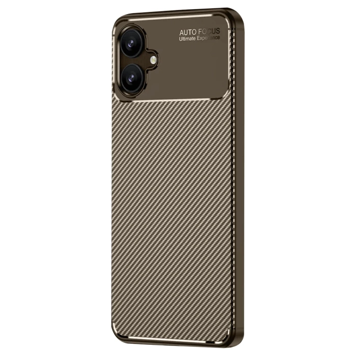 Newface Samsung Galaxy A06 Kılıf Auto Focus Karbon Kapak - Kahverengi