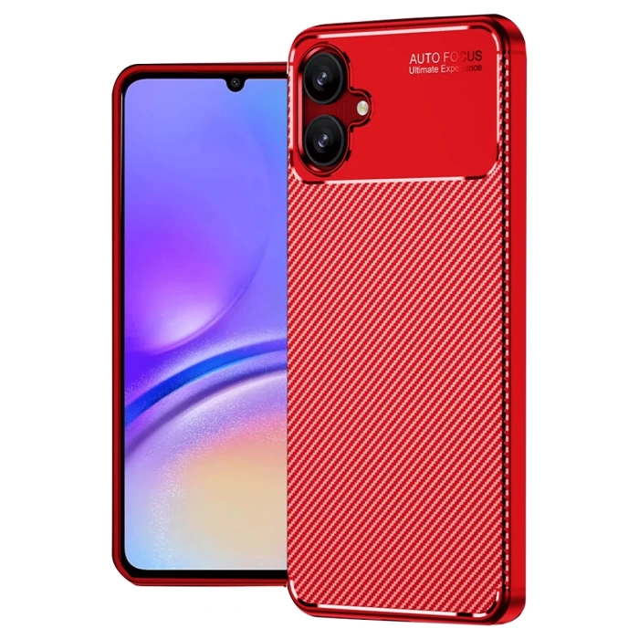 Newface Samsung Galaxy A06 Kılıf Auto Focus Karbon Kapak - Kırmızı