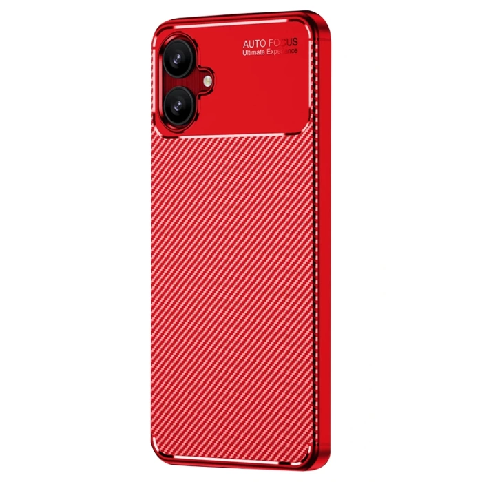 Newface Samsung Galaxy A06 Kılıf Auto Focus Karbon Kapak - Kırmızı