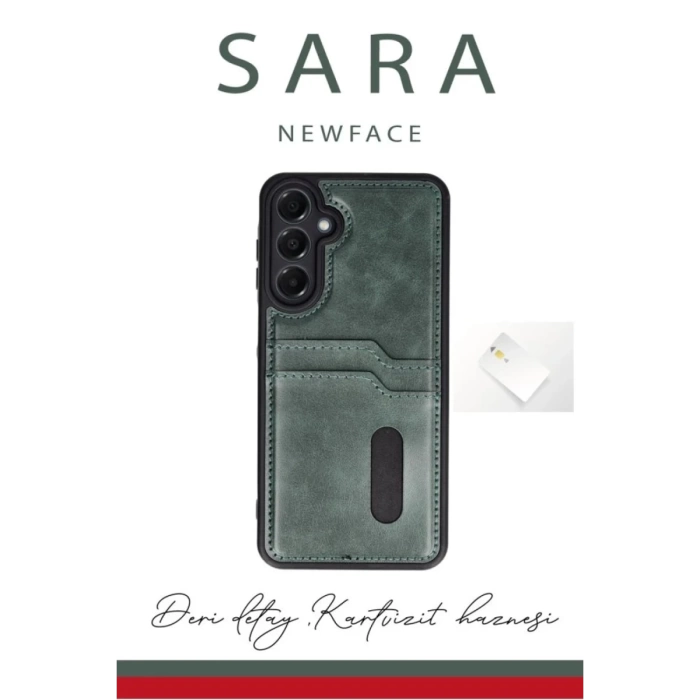 Newface Samsung Galaxy A06 Kılıf Sara Kartvizitli Deri Kılıf - Lacivert
